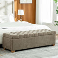60.2" Storage Ottoman Bench for Bedroom Bed End,Chenille Bench with Seating,Button Tufted Ottomans with Storage for Living Room,Bedside,Entryway (Chenille Taupe, 60.2")