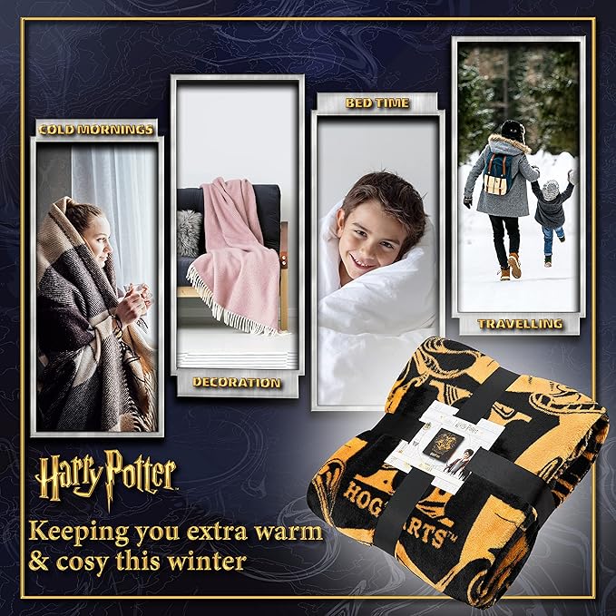 Harry Potter Fleece Throw Blanket Soft Cozy Bed Blanket Hogwarts Bedroom Decor Plush Comforter 59" x 51" for Bedroom Travel Gifts for Kids