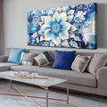Xxliren Flower Wall Art for Living Room Large Size Office Blue Floral Wall Art Prints Ready To Hang Size 60 x 30 Inch