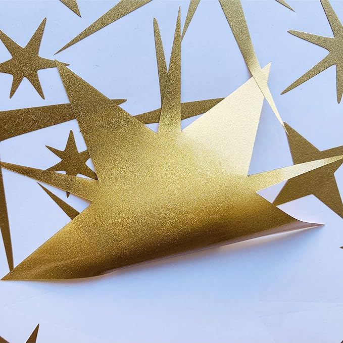 Sparkle Decals Star Wall Decals Nursery Wall Decal Kids Room Decor Stars Walls Art Murals Baby Room Star Stickers Peel and Stick Removable Decal Celestial Decoration(Vintage Gold)
