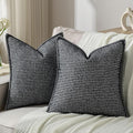 FUTEI Black Decorative Throw Pillow Covers 20x20 Inch Set of 2,Soft Houndstooth Gingham Textured Cushion Case,Modern Home Decor for Couch Bed Living Room
