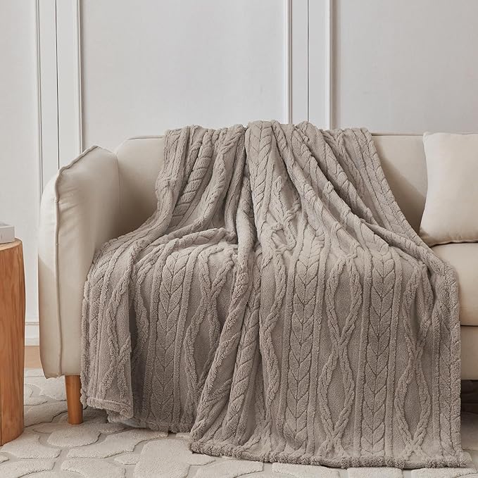 COOVA Taupe Fleece Twin Blanket for Bed - Super Soft Cozy Plush Fuzzy Blanket for Sofa,Premium Sherpa Warm Throw for Women,Couch,Chair,60x80 Inches