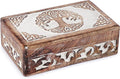 Ajuny Tree of Life Wooden Jewelry Box for Women & Men – Hand Carved Wooden Keepsake Box, Decorative Trinket Box Wood Treasure Chest Vintage Memory Storage Box Gift - 8X5 Inch