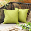 MIULEE Pack of 2 Decorative Outdoor Solid Waterproof Throw Pillow Covers Spring Faux Linen Garden Farmhouse Cushion Cases for Summer Patio Tent Balcony Couch Sofa 12x12 Inch Green