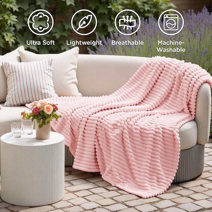 Bedsure GentleSoft Pink Throw Blanket for Couch - Birthday Gifts for Teen Girls Her Sister, Soft Cozy Cute Small Fleece Throw Blanket for Girls, Coral Pink Room Home Decor, 50x60 Inches