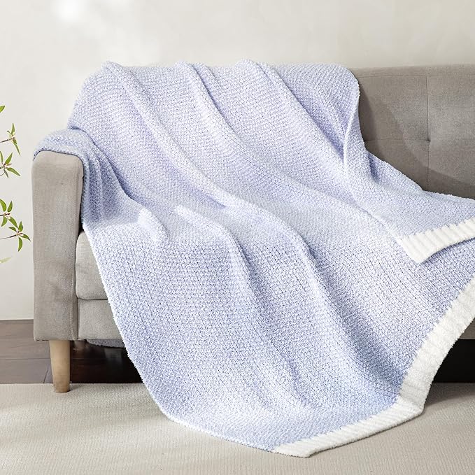 Whale Flotilla Knit Throw Blanket, Ultra Soft Warm Reversible Cozy Decorative Blankets for Couch Sofa and Bed, 50x60 Inch, Lavender