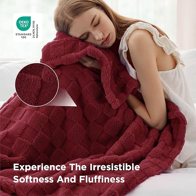 Bedsure GentleSoft Christmas Throw Blanket for Couch - Red Fall Checkered Fleece Red Blankets Gifts for Women Men Girls, Cute Soft Cozy Throw for Bedroom Home Decor Gifts, 50x60 Inches