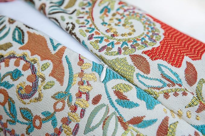 Mika Home Pack of 2 Throw Pillow Covers Decorative Pillow Shells for Sofa Couch, Paisley Pattern, 22x22 Inches,Red Teal Cream Multicolor