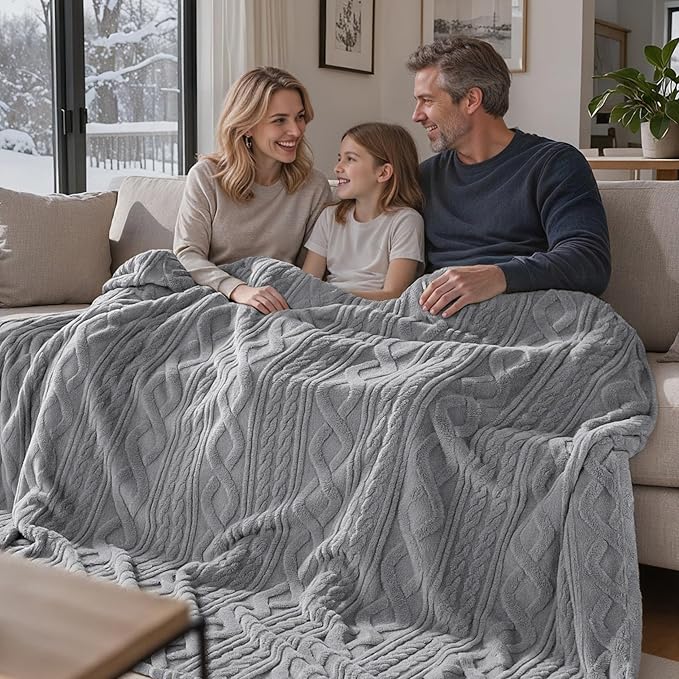 Joiedomi Queen Size Blanket for Bed, Soft Grey Fleece Blankets Gifts for Women Mom Girls, 280GSM Cozy Cute Soft Throw Home Room Decor Aesthetic Gifts 90x90 Inches