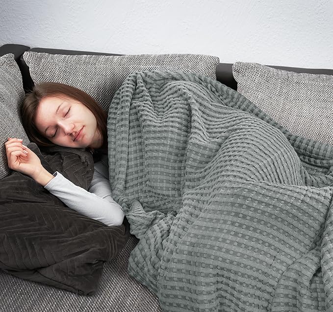 Utopia Bedding Cool Grey 100% Cotton Waffle Blanket 300 GSM [Throw - 50x60 Inch] Soft Lightweight Breathable Bed Blanket for All Season