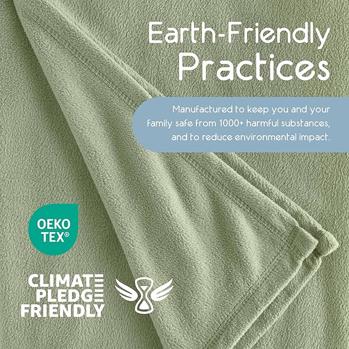 King Size Microfleece Blanket | Fleece Bed Blanket | All-Season Comfort| Supersoft Lightweight Throw Blanket | Plush Throw Blanket for Bed Couch or Sofa | Travel Blanket | Pet-Friendly | Sage Green