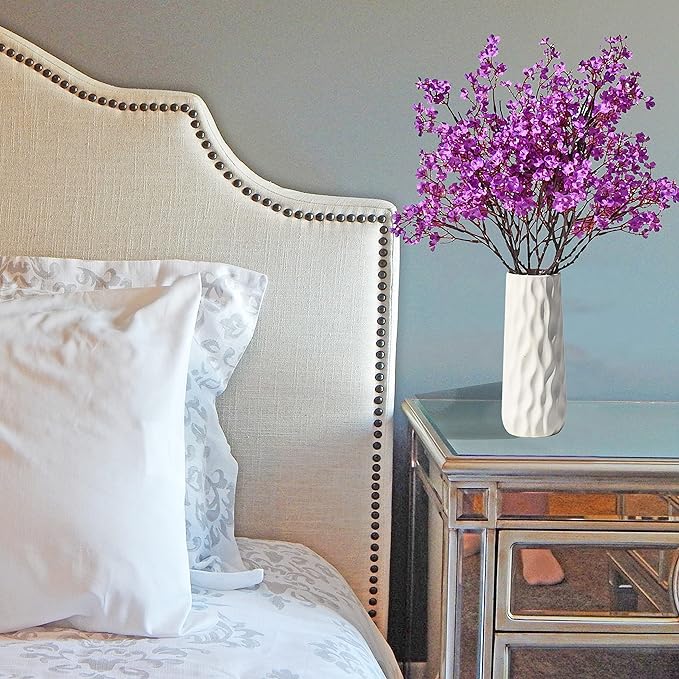 Mandy's Purple Artificial Baby’s Breath Flowers 6 Bundles Silk Gypsophila, 18.5 Inch European Style Modern Home Decor Centerpiece, Neutral Wedding Flower Arrangements