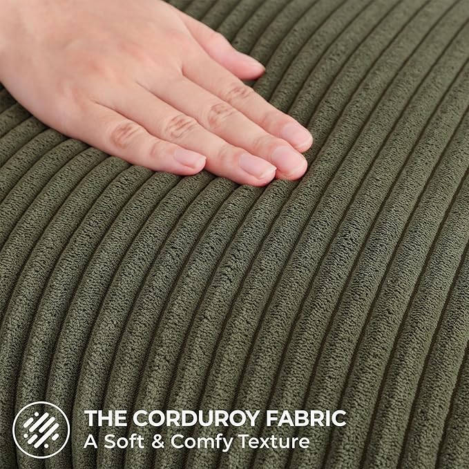 Mecatny Corduroy Decorative Throw Pillow Covers 12x20 Set of 2 for Sofa Living Room, Soft Neutral Boho Couch Pillow Covers for Home Decor, Olive Green