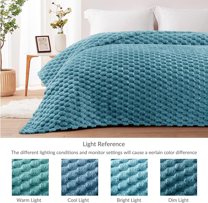 Whale Flotilla Twin Size Blanket for Bed with Jacquard Pattern, Fuzzy Soft Cozy Exquisite Blankets for All Season, Warm and Fluffy, 60x80 Inch, Slate Blue