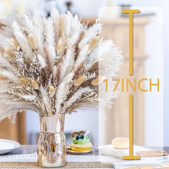 440PCS Natural Pampas Grass Decor Bouquet | Boho Dried Floral Arrangement Centerpiece Table Decor Wedding Decor Rustic Decor (440PCS)