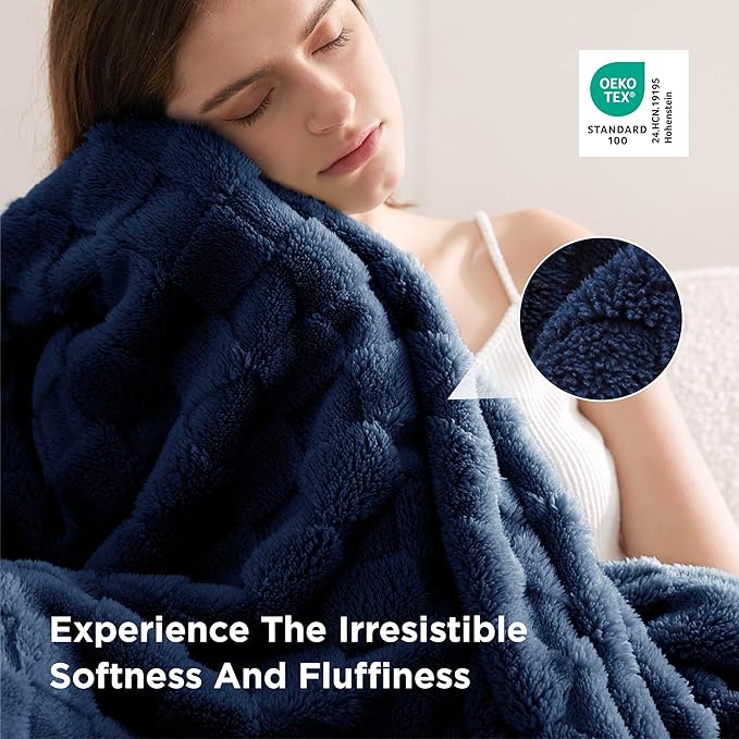 Bedsure GentleSoft King Size Blanket for Bed - Super Soft Cozy Blankets for Women Men Girls, Large Fuzzy Fleece Throw for Bedroom Decor, Navy,108x90 Inches
