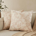 100% Cotton French Pastoral Throw Pillow Covers Set of 2, 24x24 Inch Taupe Farmhouse Decorative Cushion Covers for Sofa Bed Living Room Home Decor