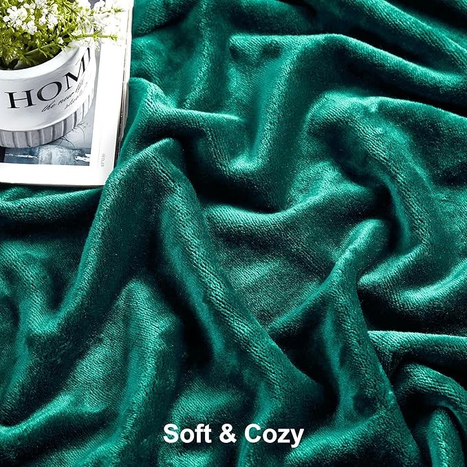 DREAMNINE Extra Large Soft Comfy Fluffy Fleece Bed Blanket King Size 90" x 108",Luxury Decorative Fuzzy Blanket for Women Girl,Big Cozy Shaggy Warm Flannel Blankets for Winter Autumn Pets,Forest Green