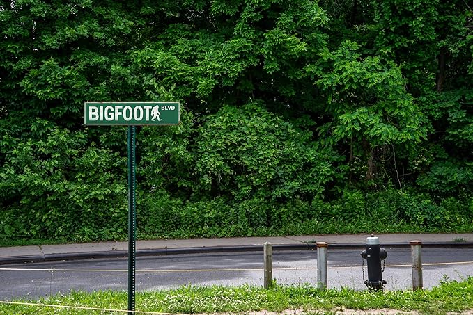 Bigfoot Blvd Metal Sign 4x16in Funny Rustic Plaque for Cabin Road Outdoor Adventure Wall Art