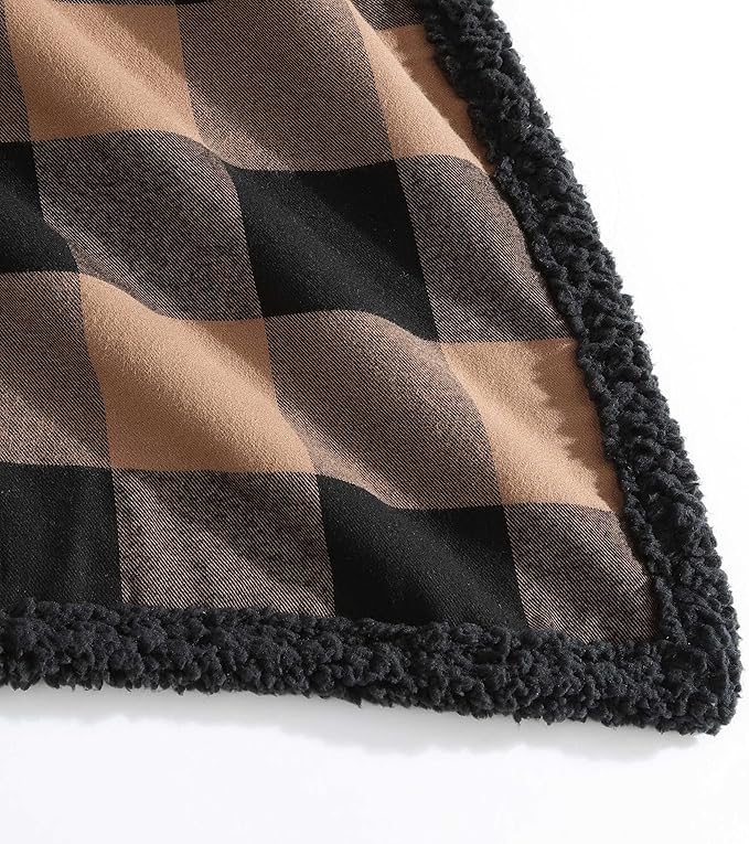 Eddie Bauer - Throw Blanket, Brushed Fleece & Plush Sherpa Soft Blanket, Throw Blanket for Couch & Bed (Cabin Plaid Beige, 50" x 60")