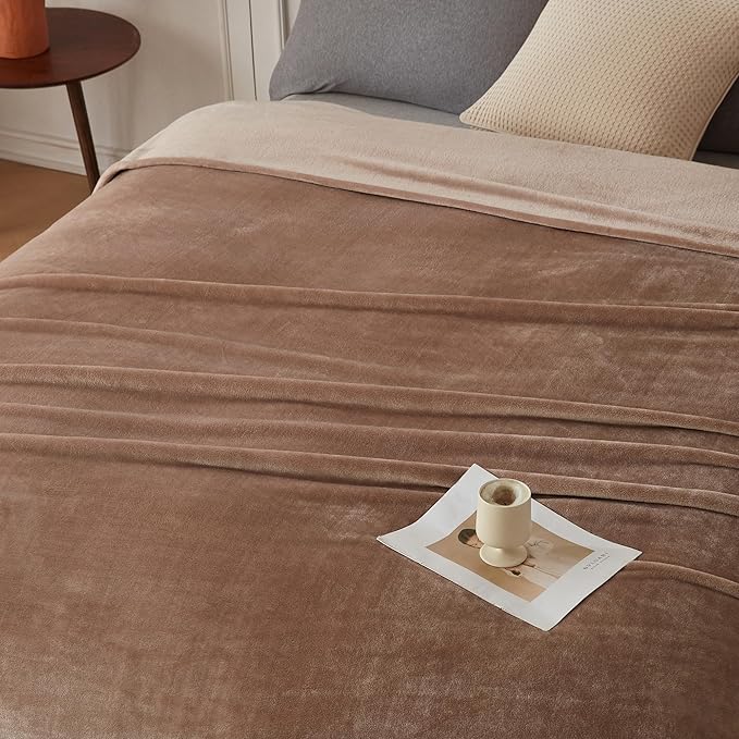 COOVA Oversized King Fleece Blanket 120x120 inches, Soft Cozy Warm Giant Extra Large 10'x10' Blanket for Bed, Sofa, Couch,Travel, Camping, California Huge Flannel Big Throw Blanket, Brown