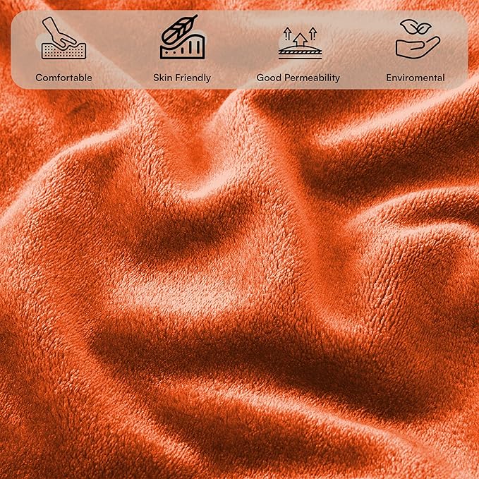 MOONLIGHT20015 Fleece Blanket 2 Pack Twin Size 60 x 80 Inches - Super Soft Fluffy Throw Blanket for Sofa and Bed - Warm and Cozy Lightweight 400 GSM Microfiber Bed Throws Blankets (Twin, Rust)