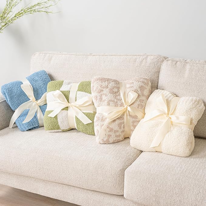 PAVILIA Super Soft Throw Blanket for Couch, Fluffy Cozy Lightweight Cream Blanket, Large Fuzzy Warm Knit Blanket for Bed Sofa, Beige, 60x80