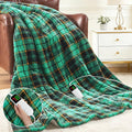 OCTROT Green Heated Blanket Electric Throw 50X60, Heating Blanket for Couch, Plaid Sherpa Winter Blankets Warmer, 10 Levels & 8-Hour Auto Off, for Mom Women, Home Decor for Couch Bed Office