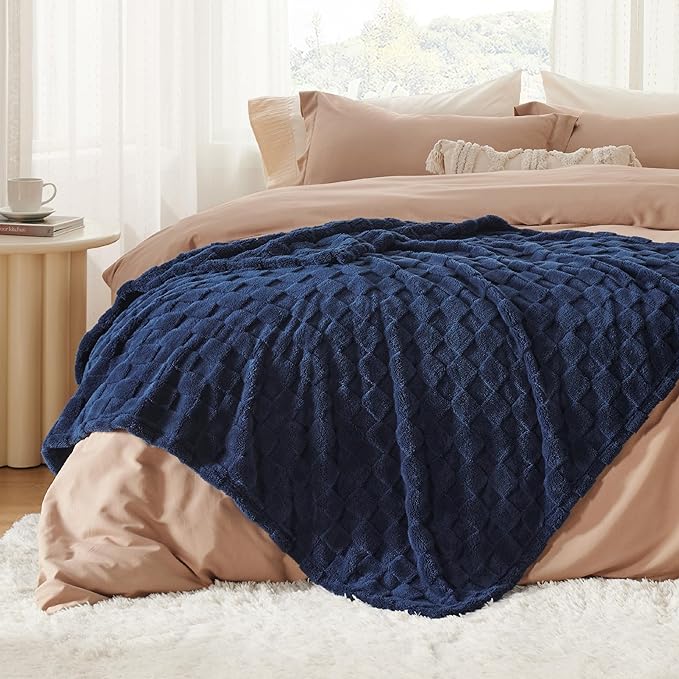Bedsure GentleSoft Navy Throw Blanket for Couch - Super Soft Cozy Blankets Gifts for Women Men Girls, Cute Small Fleece Throws for Bedroom Home Decor, 50x70 Inches