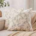 100% Cotton French Pastoral Throw Pillow Covers Set of 2, 18x18 Inch Green Farmhouse Decorative Cushion Covers for Sofa Bed Living Room Home Decor