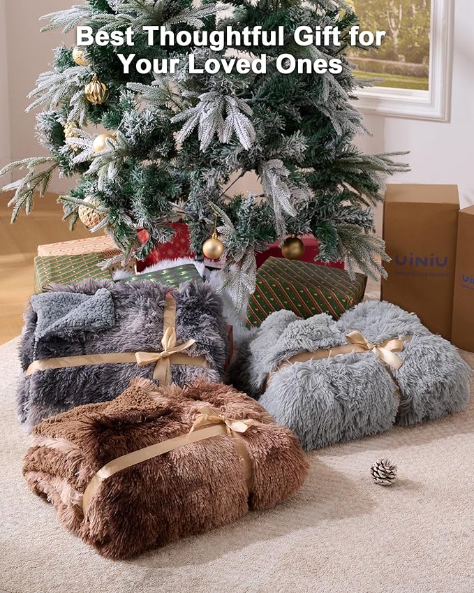 Super Soft Fluffy Faux Fur Sherpa Fleece Blankets Queen Size for Bed, Bedroom Decor Winter Big Blankets Thick Warm, Fuzzy Plush Heavy Bedding Cozy Gifts for Women Men Mom Dad, 90" x 90"