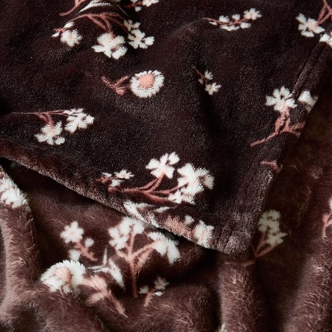 Lucky Brand Daisy Brown Floral 66"X90" Cozy Plush Blanket - Premium Microfiber Throw for Luxurious Comfort and Style Twin/Twin XL Size
