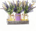 LUEUR Mason Jar Lights Centerpiece Table Decor with Wood Tray – 3 Lighted Glass Jars with Purple Lavender Flowers, Home Decoration for Dining Table, Coffee Table, Kitchen & Living Room