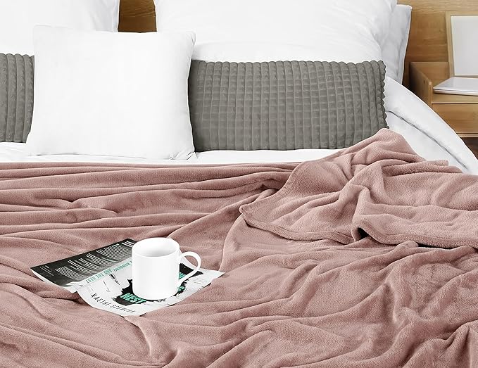 Utopia Bedding Rose Pink Fleece Blanket California King Size Lightweight Fuzzy Soft Anti-Static Microfiber Bed Blanket (102x96 Inch)