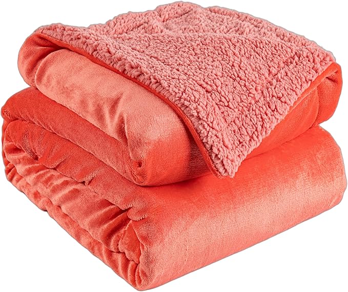 K.Garden Sherpa Throw Blanket for Couch Sofa, Super Soft Cozy Fuzzy Plush Blankets Fleece Thick Warm Blanket for Winter Reversible Thick Warm Blanket for Bed, Sofa, Rose Pink Solid 60 * 80inch