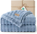 Bedsure 3D Fleece Bubble Blanket - GentleSoft Blue Queen Blanket for for Bed Sofa Room Decor - Luxury Soft Cozy Spring Gifts for Her, Lightweight, All Seasons, Celestial Blue, 90"×90"