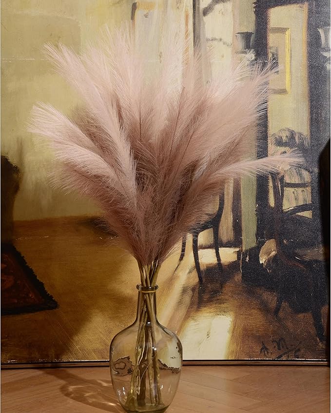 Faux Pampas Grass, 9 PCS 37''/3.1FT Tall Fluffy Fake Pompas Floral, Large Artificial Pompous Grass Branches for Floor Vase Fillers, Boho Farmhouse Room Wedding Decor (Mixed Color)