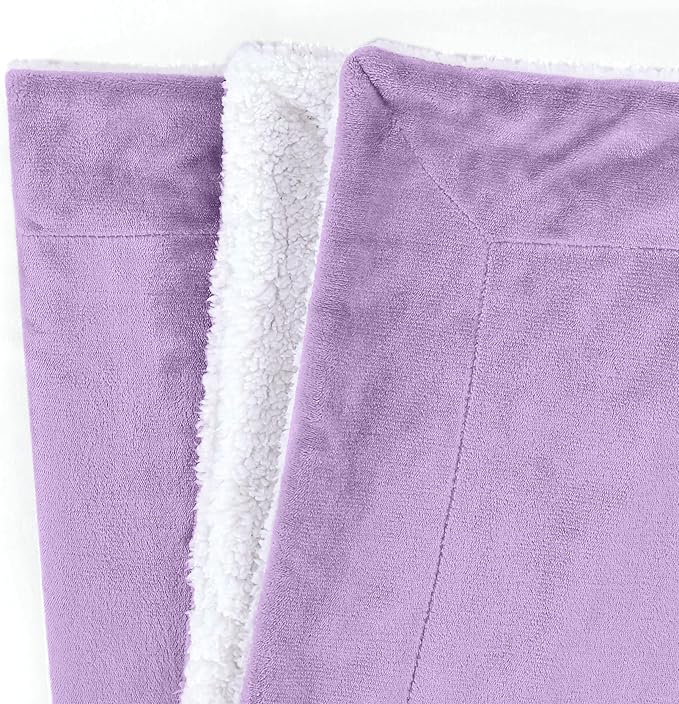 Mocassi Premium Ultra-Soft Velvet Touch Flannel Fleece Sherpa Throw - Warm Cozy Reversible Plush Micromink Throw Blanket for Couch, Bed and Sofa - Fluffy, Christmas Winter Bedding Gift, Lavender