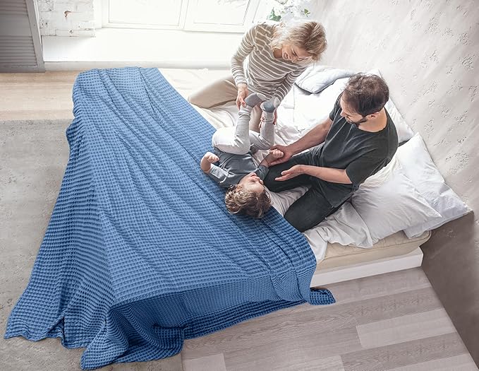 Utopia Bedding Wedgewood 100% Cotton Waffle Blanket 300 GSM [King - 90x108 Inch] Soft Lightweight Breathable Bed Blanket for All Season
