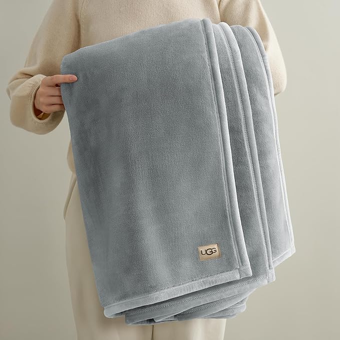 UGG Coco Plush Fleece Throw Blanket – Soft & Cozy Blanket for Couch, Bed & Sofa, Perfect for Home Decor, House Warming Gifts or Luxurious Birthday Gifts for Women, 50" x 70", Seal Gray