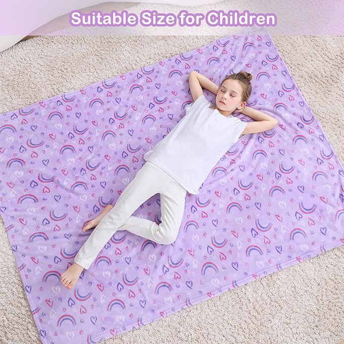 Softan Rainbow Blanket for for Girls, Soft Cozy Flannel Kids Throw Blanket for Boys and Girls, Cute Kids Blanket for Sofa Couch Bed, Christmas Birthday Gift, 50x60 Inches