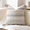 BlissBlush Gray Boho Decorative Throw Pillow Cover 22x22 Square Farmhouse Accent Cushion for Couch Sofa Livingroom Bedroom Pillowcase Modern Home Décor (Pack of 1)