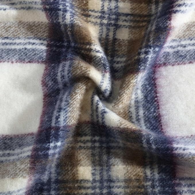 Eddie Bauer - Throw Blanket, Faux Mohair Plaid Bedding with Ultra-Soft Yarn-Dyed Construction, Throw Blanket for Couch or Bed (Edgewood Plaid Beige, 50" x 60")