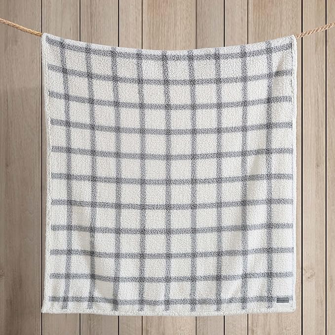 Eddie Bauer - Throw Blanket, Ultra-Soft Plush Bedding with Faux Shearling Reverse, Blanket for Couch & Bed (Bunkhouse Plaid Grey, 50" x 60")