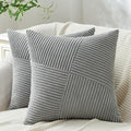 Topfinel Decorative LightGrey Throw Pillow Covers 26x26 Inch Soft Corduroy Modern Farmhouse Grey Pillow Covers for Living Room Couch Sofa Bed Set of 2 65x65 cm