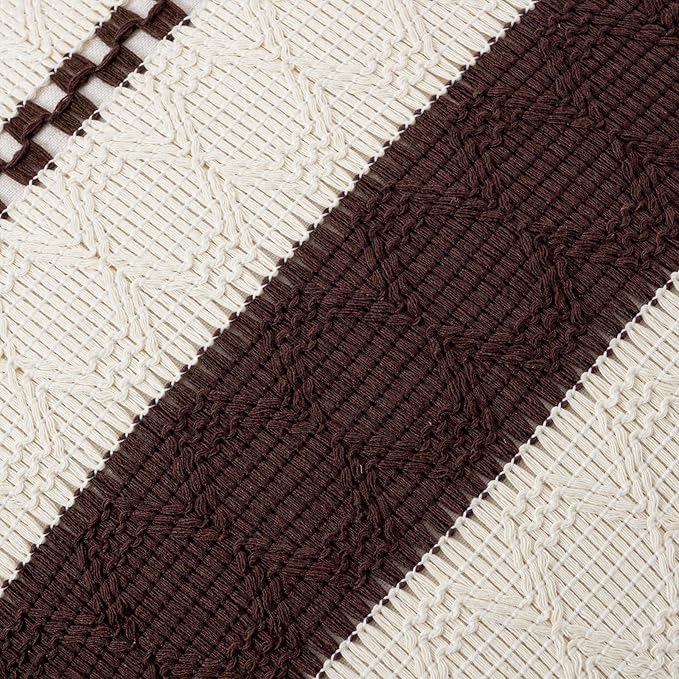 Fancy Homi Set of 2 Boho Brown Long Lumbar Decorative Throw Pillow Cover 14x24 Inch for Couch Bed Sofa Chair, Modern Organic Farmhouse Home Decor, Soft Cotton Cute Accent Rectangle Cushion Case