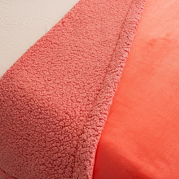 K.Garden Sherpa Throw Blanket for Couch Sofa, Super Soft Cozy Fuzzy Plush Blankets Fleece Thick Warm Blanket for Winter Reversible Thick Warm Blanket for Bed, Sofa, Rose Pink Solid 60 * 80inch