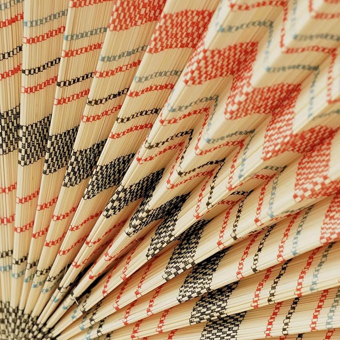 CHICVILLAGE Bamboo Wall Fan Decor - 47” Handmade Woven Bamboo Wall Hanging Fan, Large Japanese Fan Wall Decor for Above Bed, Boho Natural Asian Wall Art, Lightweight & Easy to Hang (Boho Folding Asian Style)