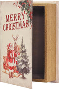 PACOLO Decorative Book Boxes, Faux Wood cover Storage for Hidden Jewelry, Money, and Cash (Merry Christmas)