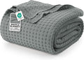 Utopia Bedding Cool Grey 100% Cotton Waffle Blanket 300 GSM [King - 90x108 Inch] Soft Lightweight Breathable Bed Blanket for All Season